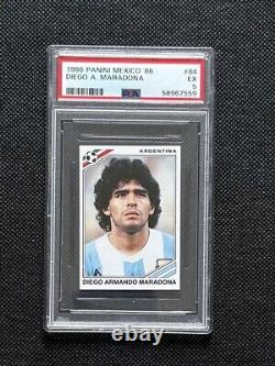 1986 Diego Maradona Panini World Cup 86 Sticker #84 Argentina PSA 5