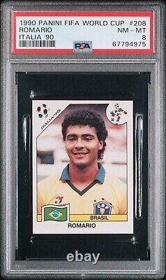 1990 Panini World Cup sticker #208 PSA 8 NM MINT ROMARIO Brazil Low Pop Rare