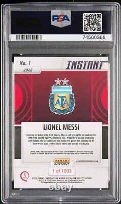 2022 Panini Instant FIFA World Cup #1 Lionel Messi card /1393 WC Champion PSA 9