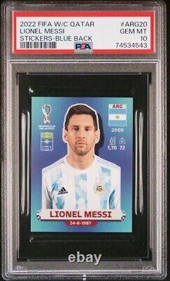 Lionel Messi 2022 Fifa World Cup Qatar ARG20 Sticker Blue Border PSA 10