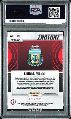 Lionel Messi 2022 Panini Instant 118 World Cup Qatar /22081 Psa 10 Gem Mint