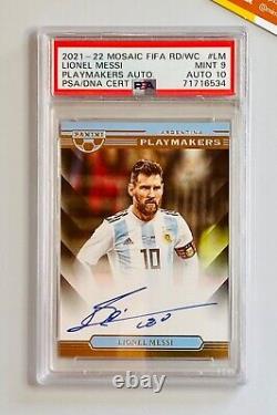 Panini PSA 9 Lionel Messi FIFA World Cup Auto on Card Playmakers #LM 2021/22